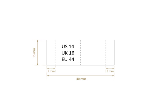 Size label for clothes Model TC-M166