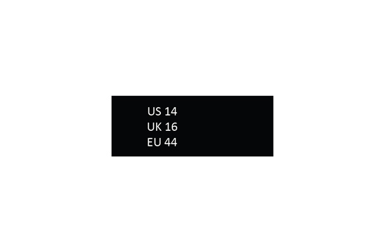 Size label for clothes Model TC-M167