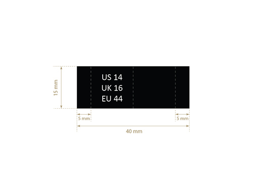 Size label for clothes Model TC-M167