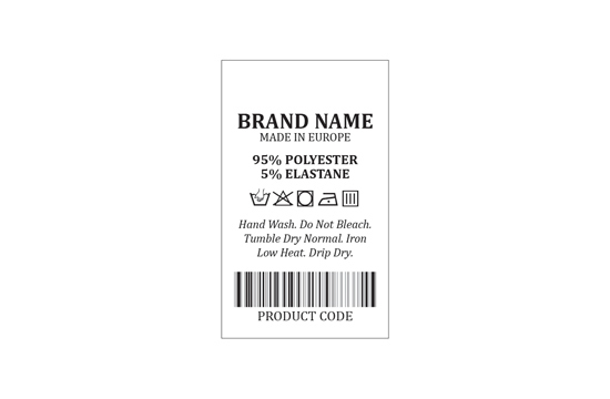 Laundry care label with bar code Model TC-M191
