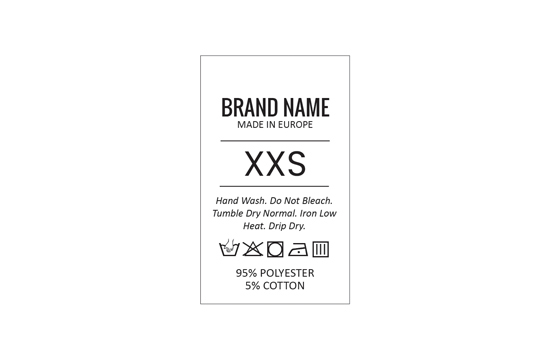 Laundry care label with size Model TC-M192