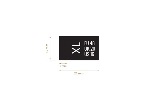 Size label for clothes Model TC-M226