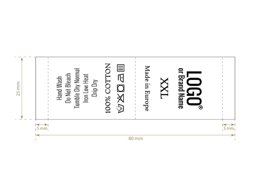 Laundry care and sizes label Model TC-M27