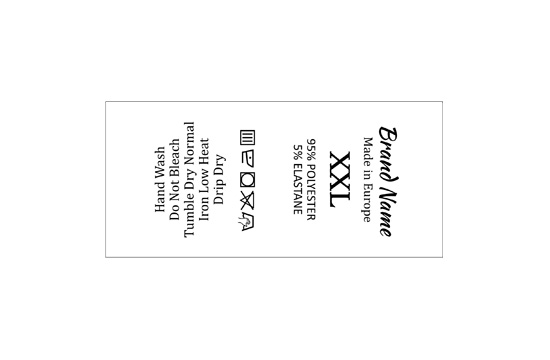 Laundry care and sizes label Model TC-M31
