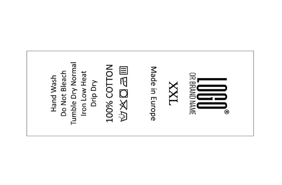 Laundry care and sizes label Model TC-M32