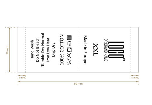 Laundry care and sizes label Model TC-M32