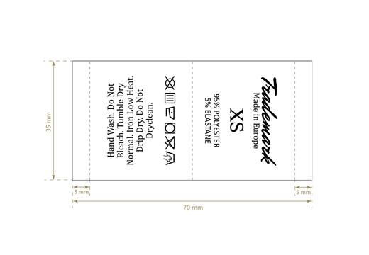 Laundry care and sizes label Model TC-M41