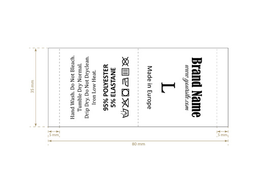 Laundry care and sizes label Model TC-M42